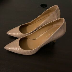 Calvin Klein Women's Rose Gold Textured Like Snakeskin Heels
